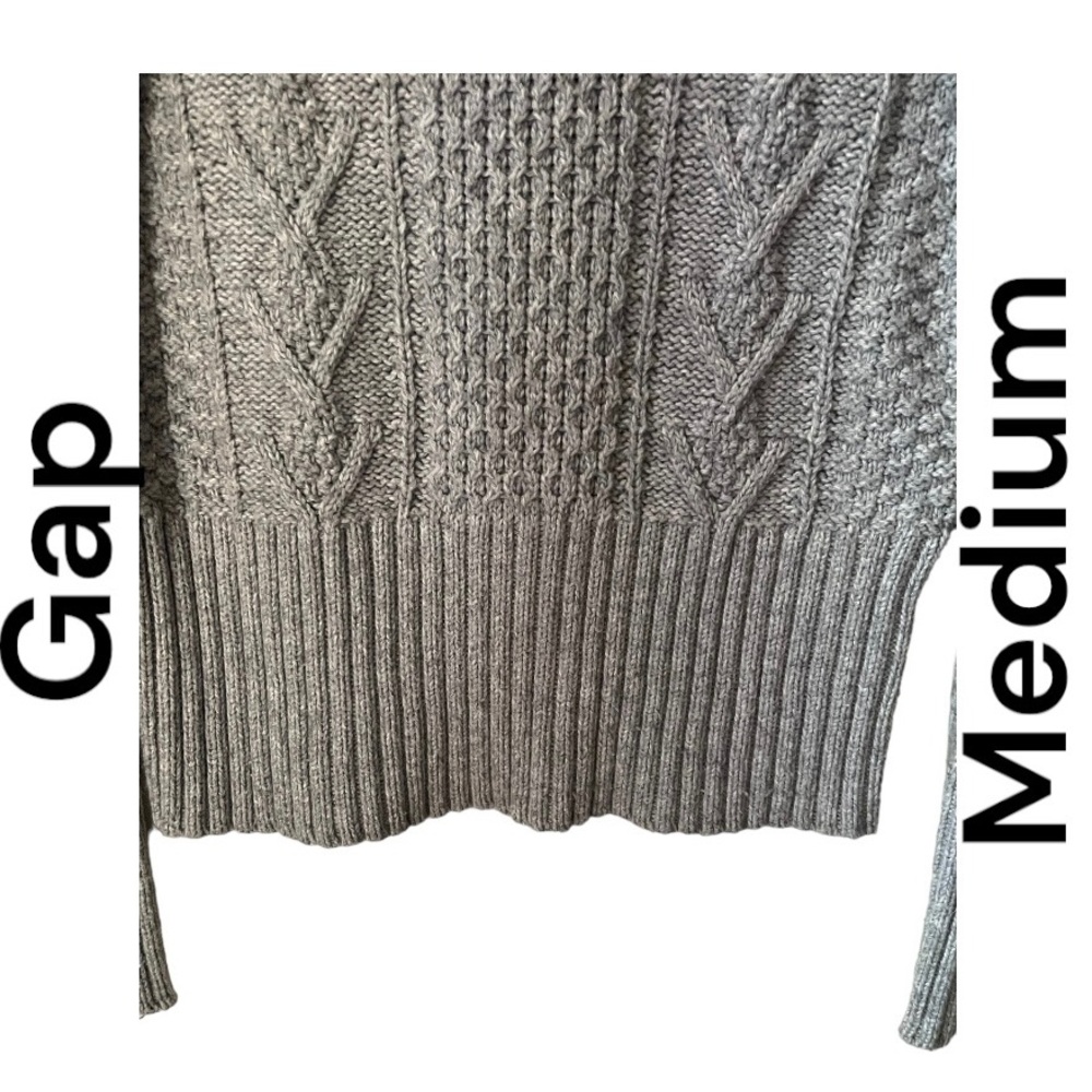 Gap, Gray Cableknit, Sweater, Medium - image 2